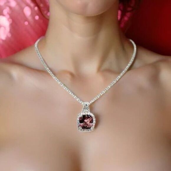 Diamond Rubellite Tourmaline Necklace 5.47 CT 18k Gold Certified $5,590 921150 - Picture 10 of 17